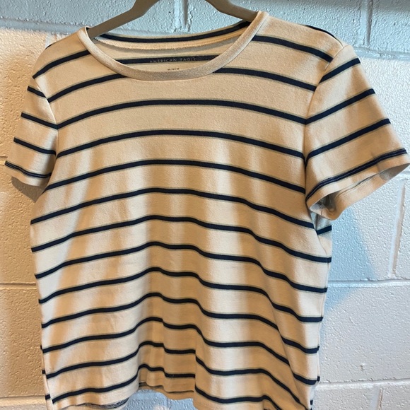 American Eagle Stripped Crop-Top T-Shirt - Picture 1 of 2